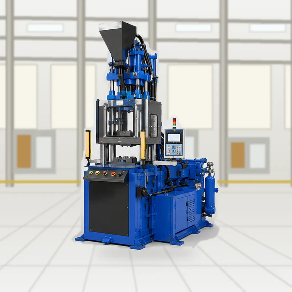 Vertical insert sliding injection moulding machine